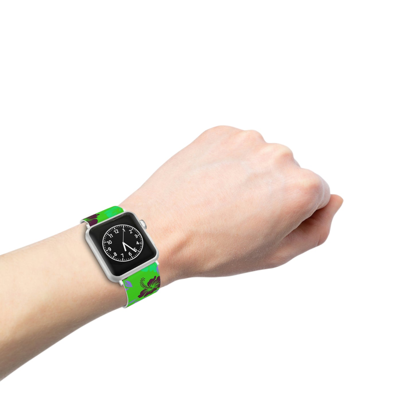 Neon Green Tropical Pattern Thermo Elastomer Watch Band for Apple Watch