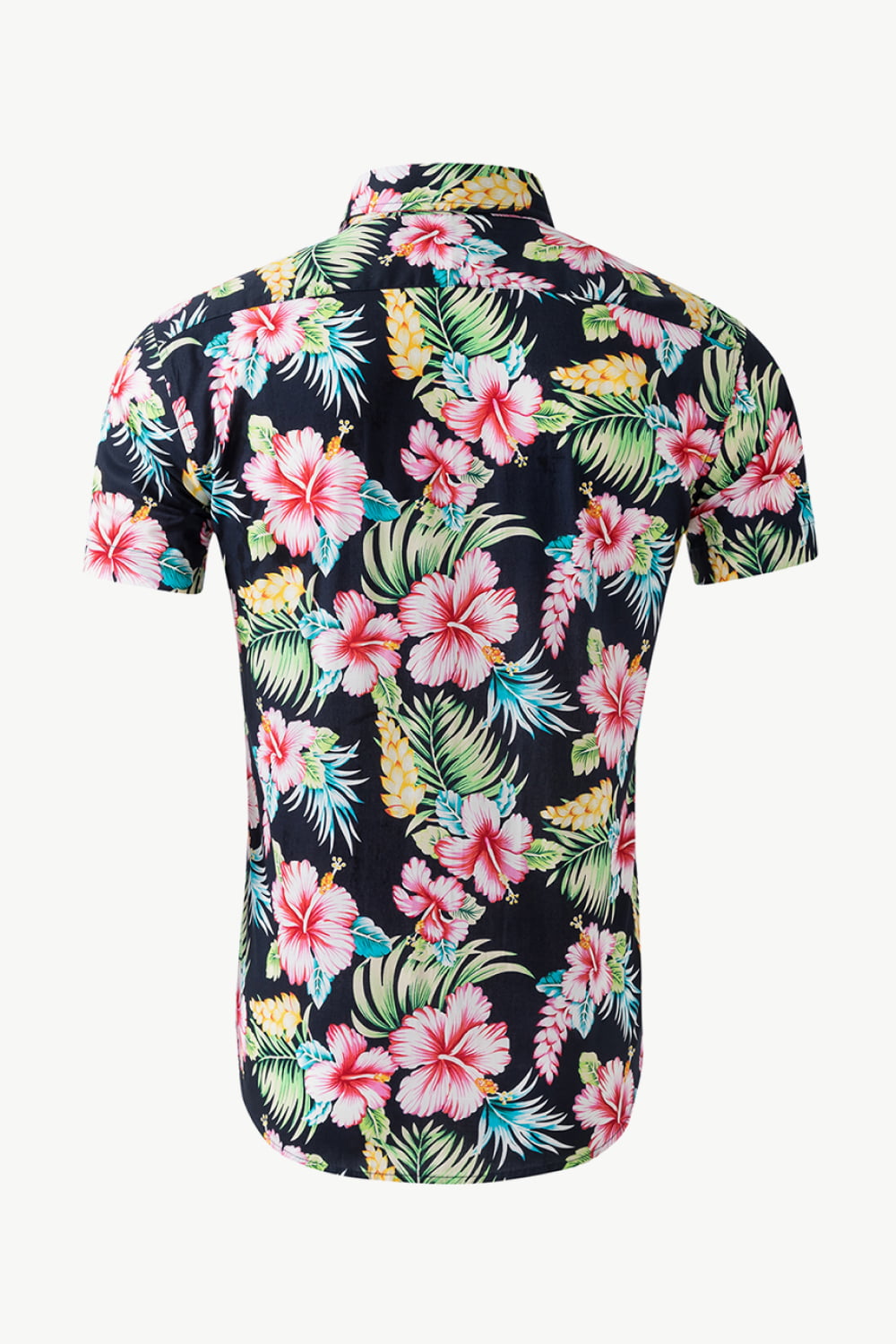 Tropical Pattern Button-Down Vacation Shirt