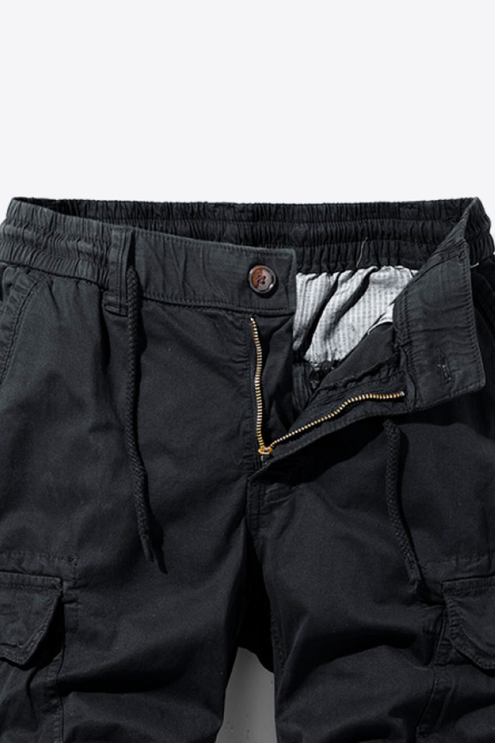 Drawstring Elastic Waist Cargo Shorts
