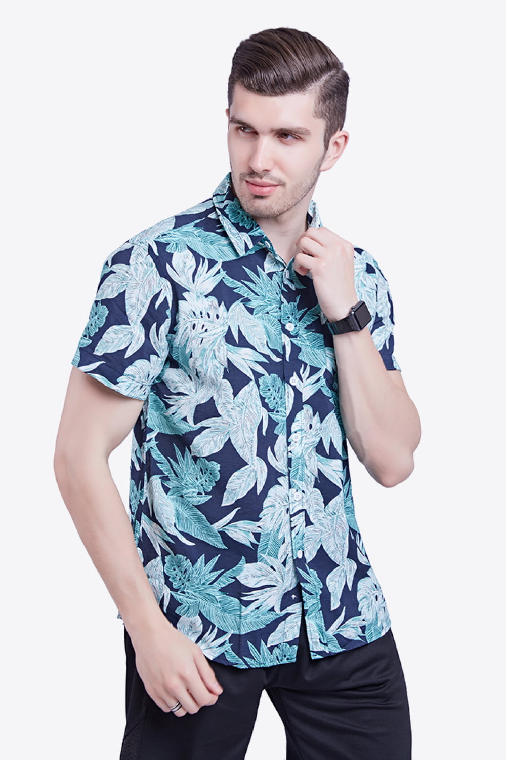 Tropical Pattern Buttoned Beach Shirt