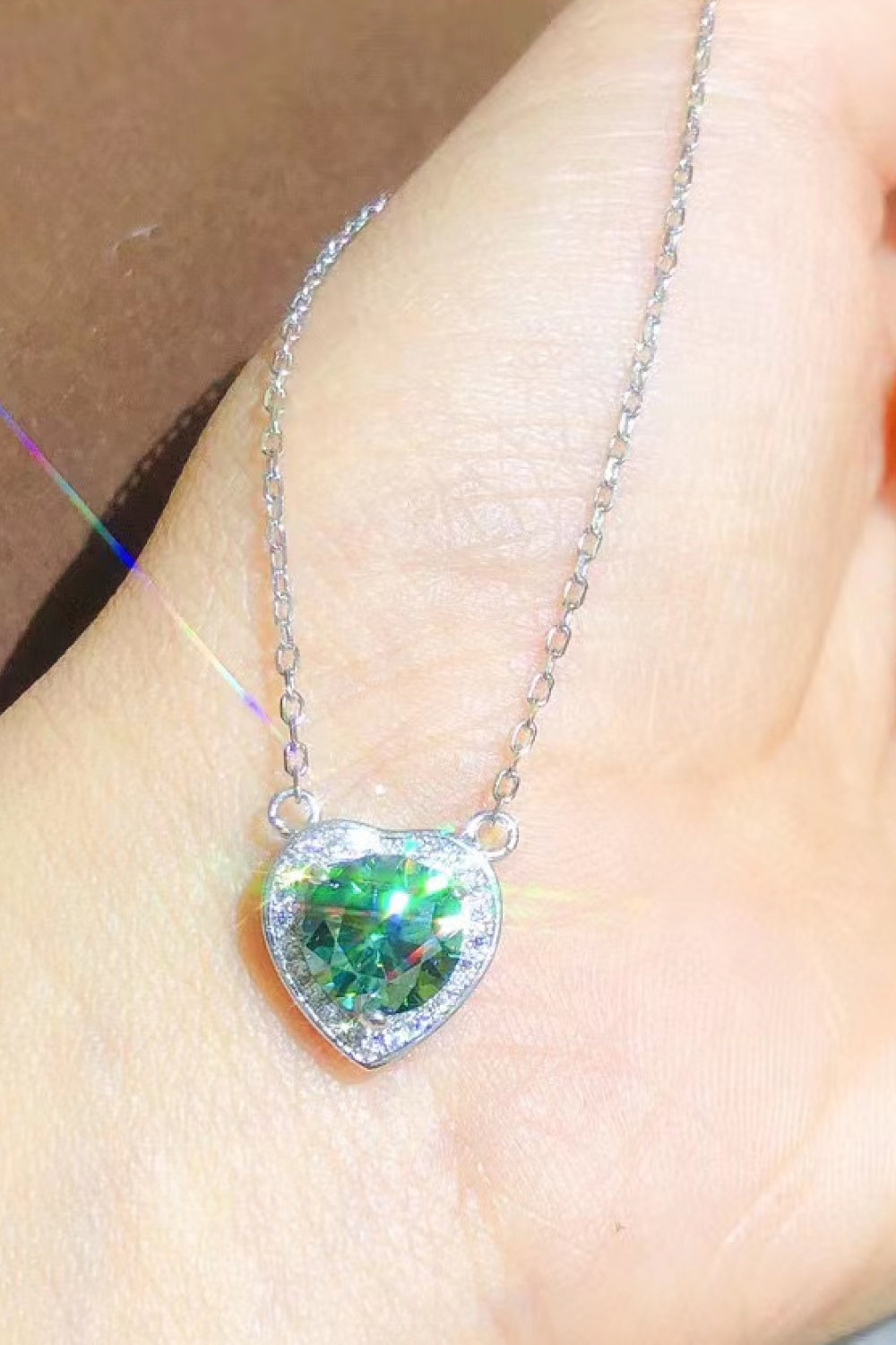 2 Carat Moissanite Heart Pendant 925 Sterling Silver Necklace