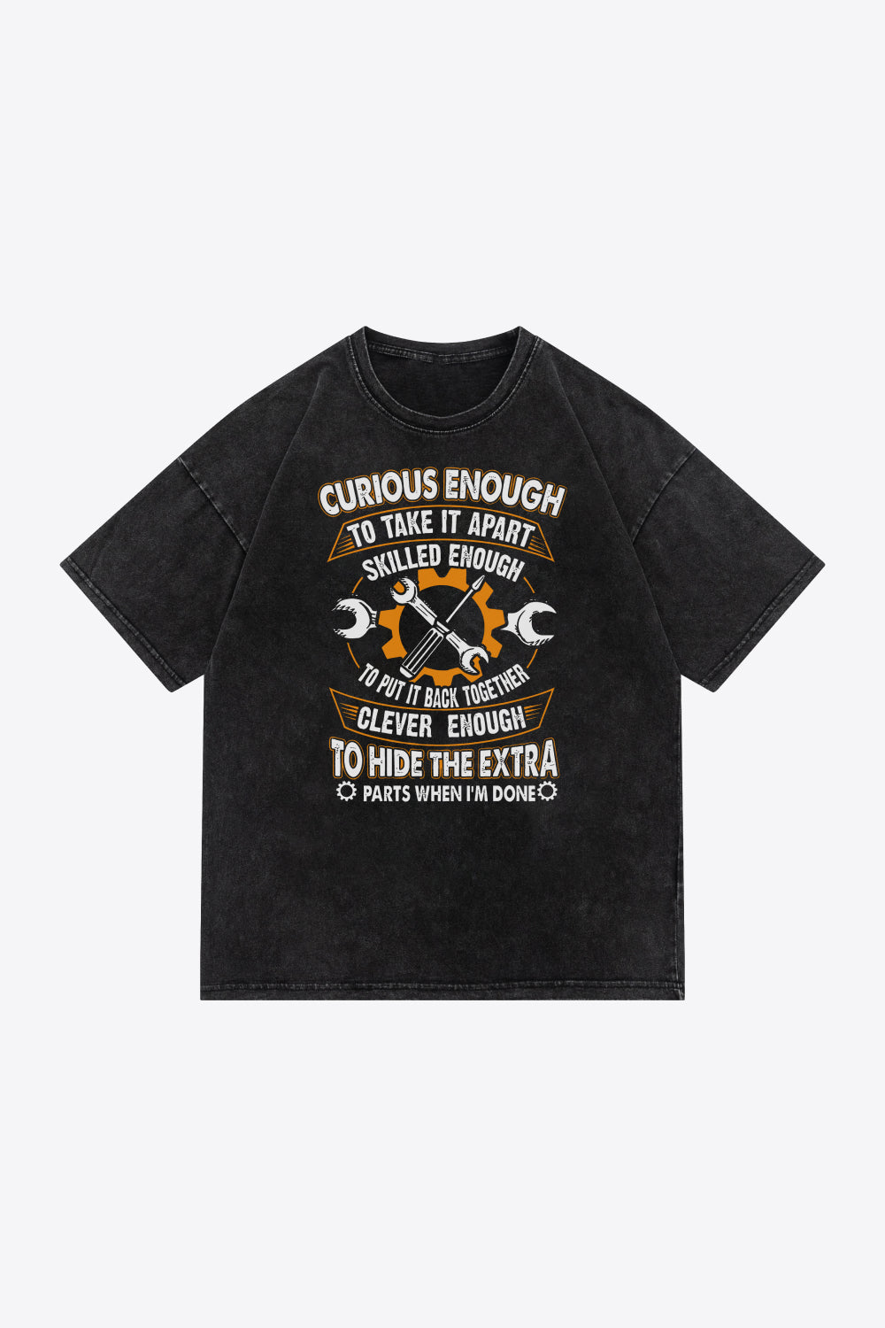 Full Size Acid Wash Graphic Cotton T-Shirt