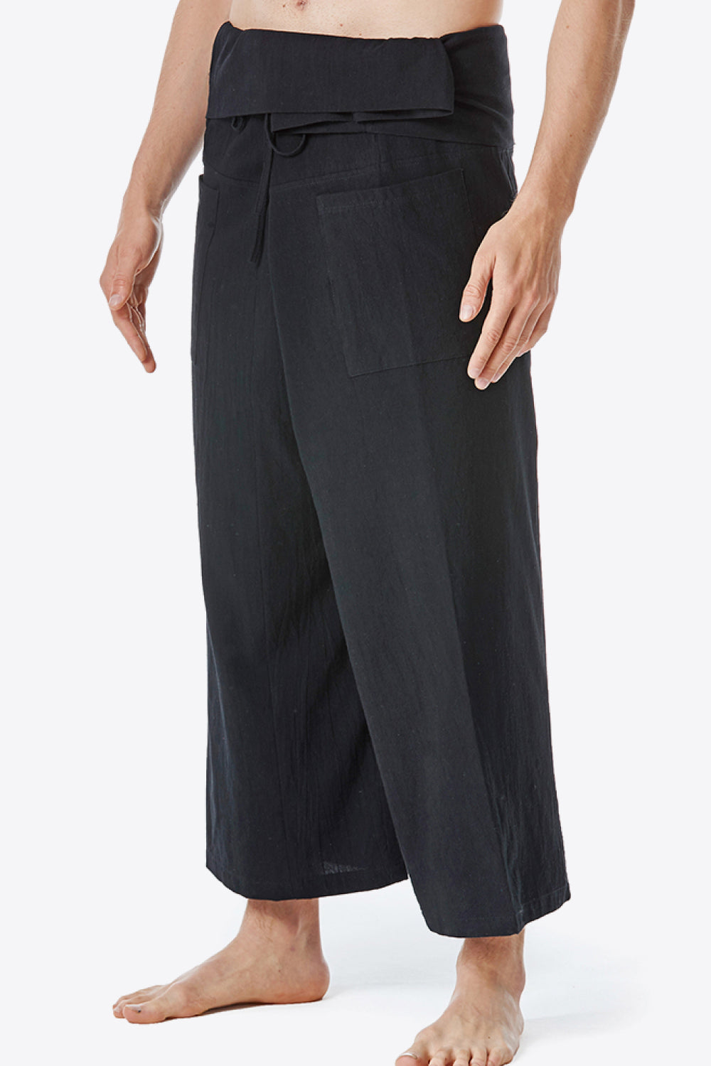 Waist Detail Wide Leg Pants with Pockets