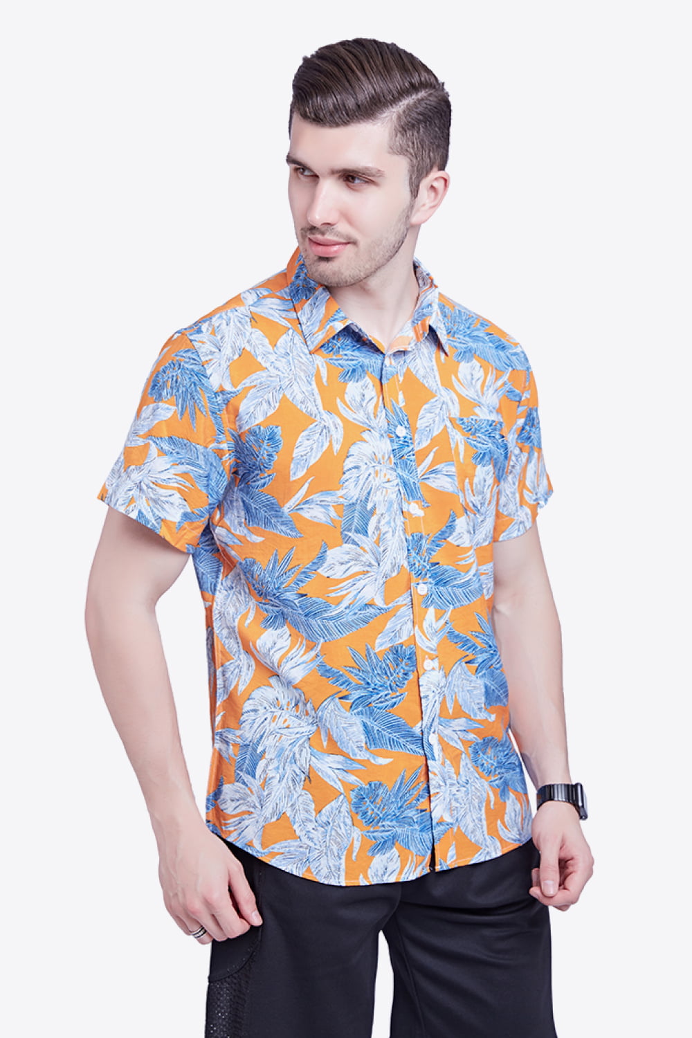 Tropical Pattern Buttoned Beach Shirt