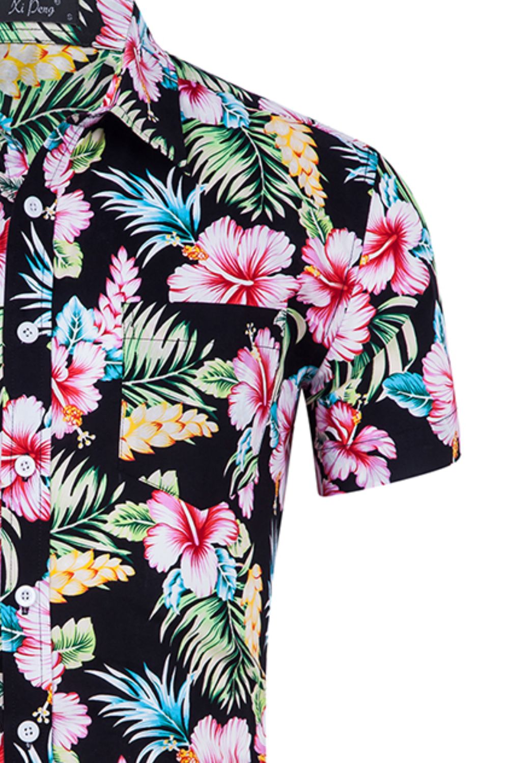 Tropical Pattern Button-Down Vacation Shirt