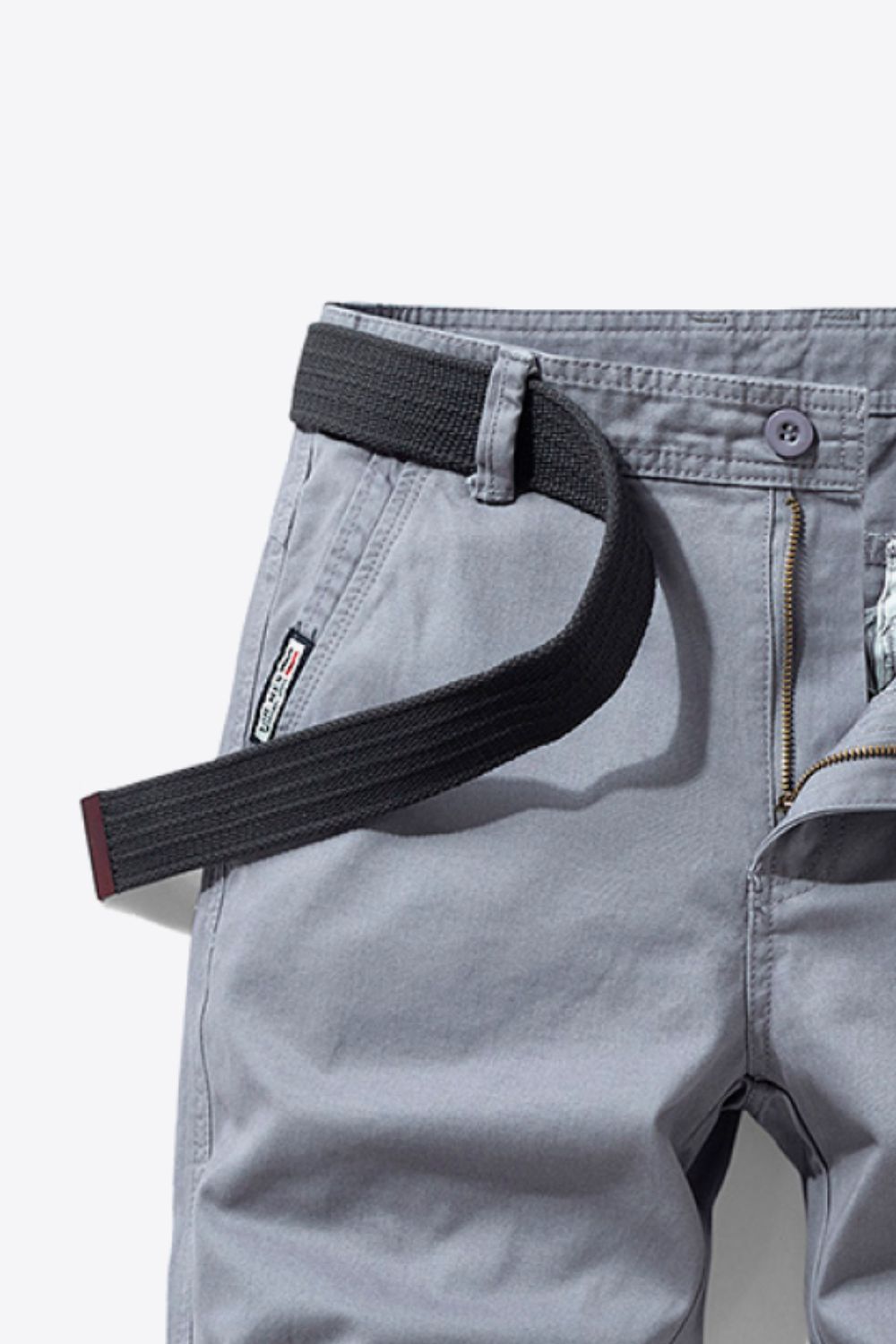 Belted Button and Zip Closure Shorts