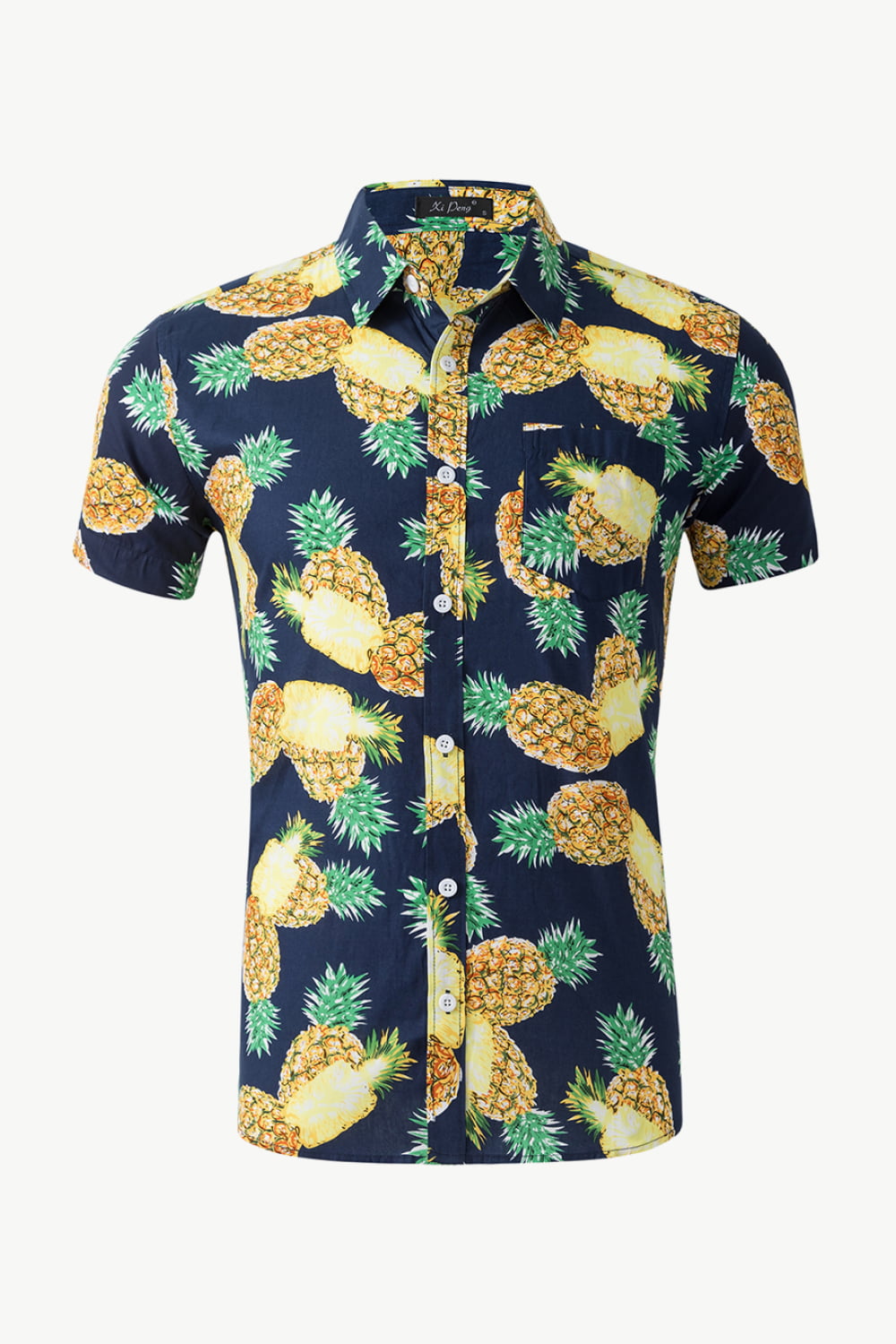 Printed Button-Down Collared Beach Shirt