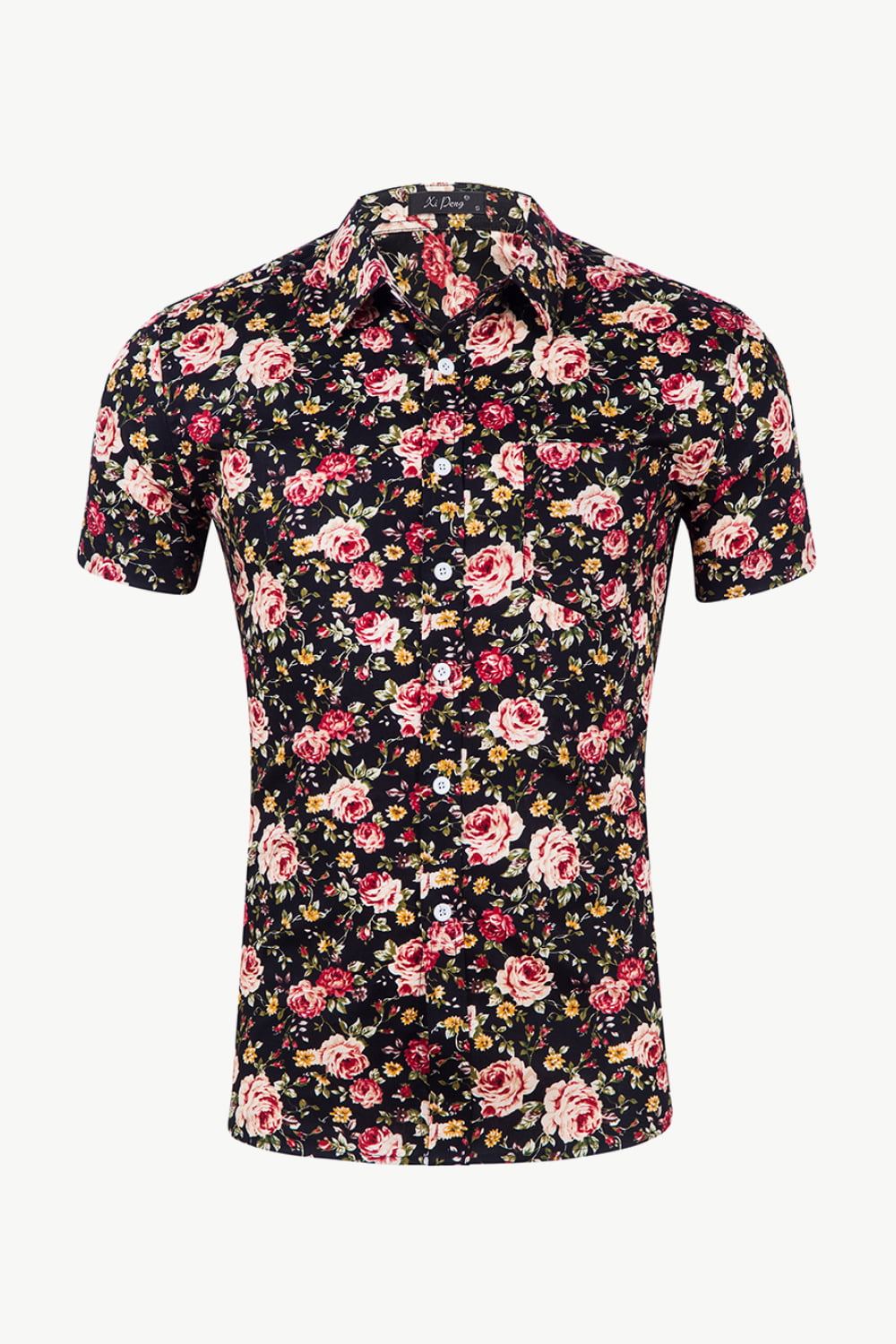 Tropical Pattern Button-Down Vacation Shirt