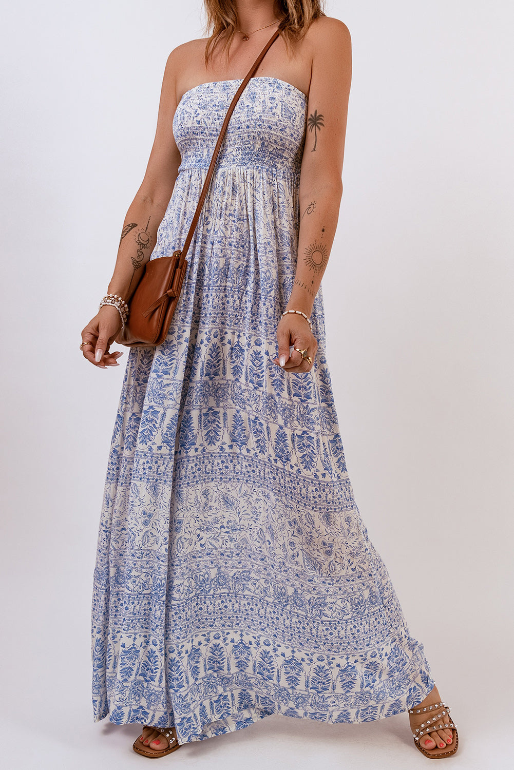 Bohemian Smocked Strapless Jumpsuit
