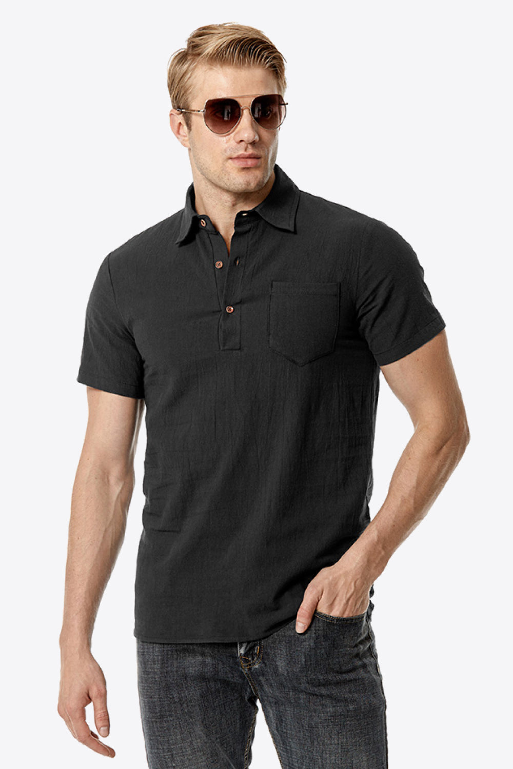 Short Sleeve Polo Shirt with Pocket