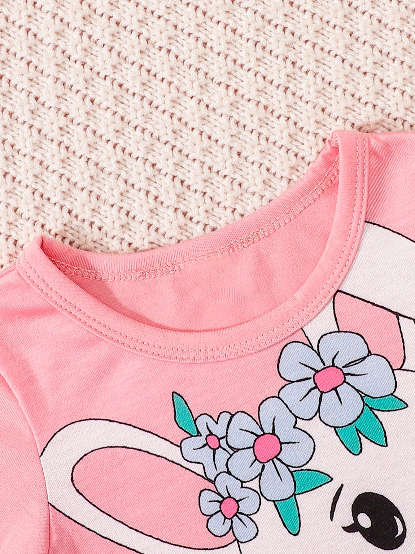 Baby Girl Rabbit Tee and Plaid Skirt Set