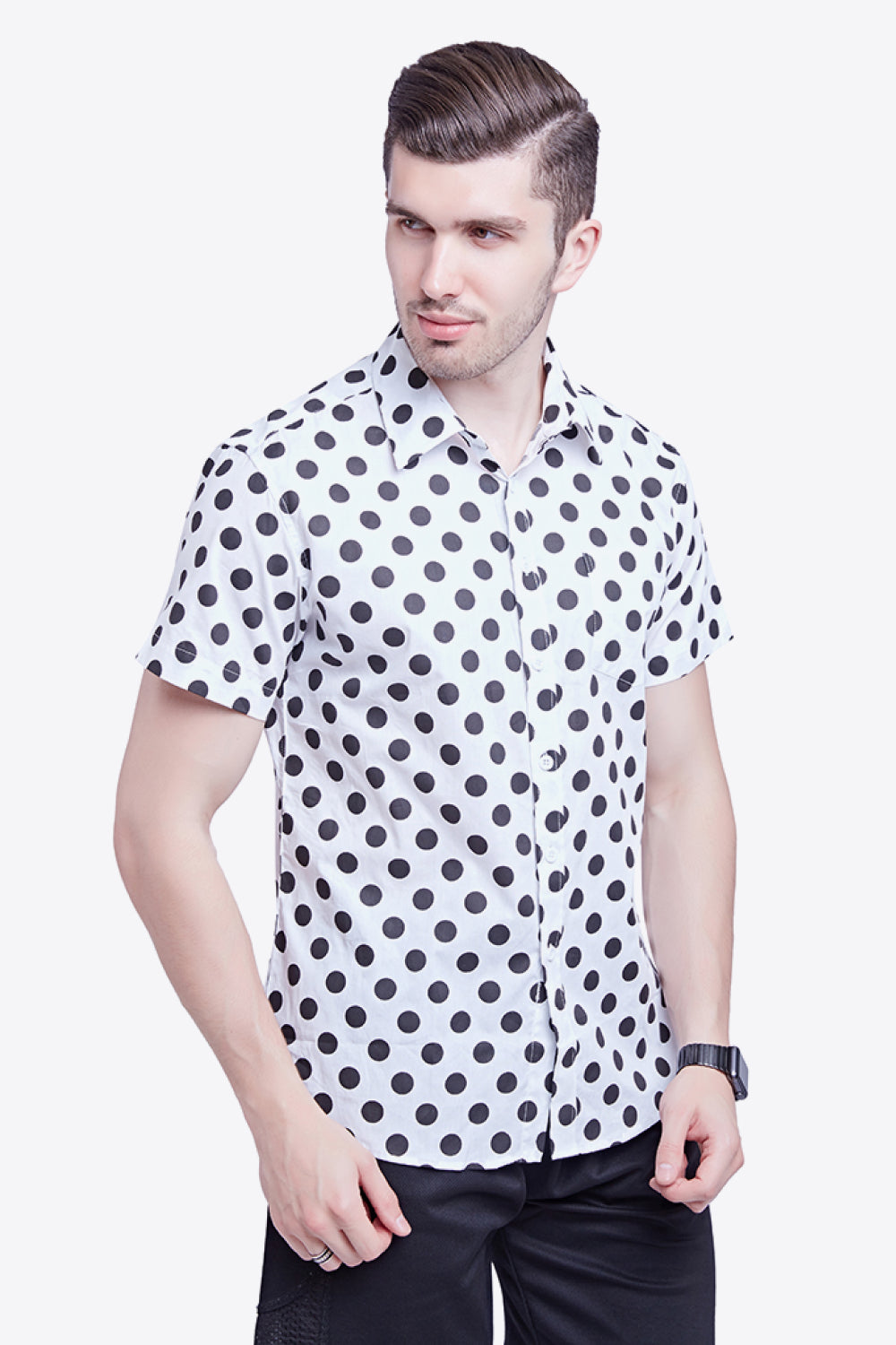 Printed Button-Down Collared Beach Shirt