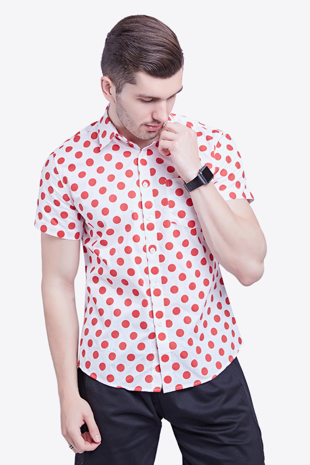 Printed Button-Down Collared Beach Shirt