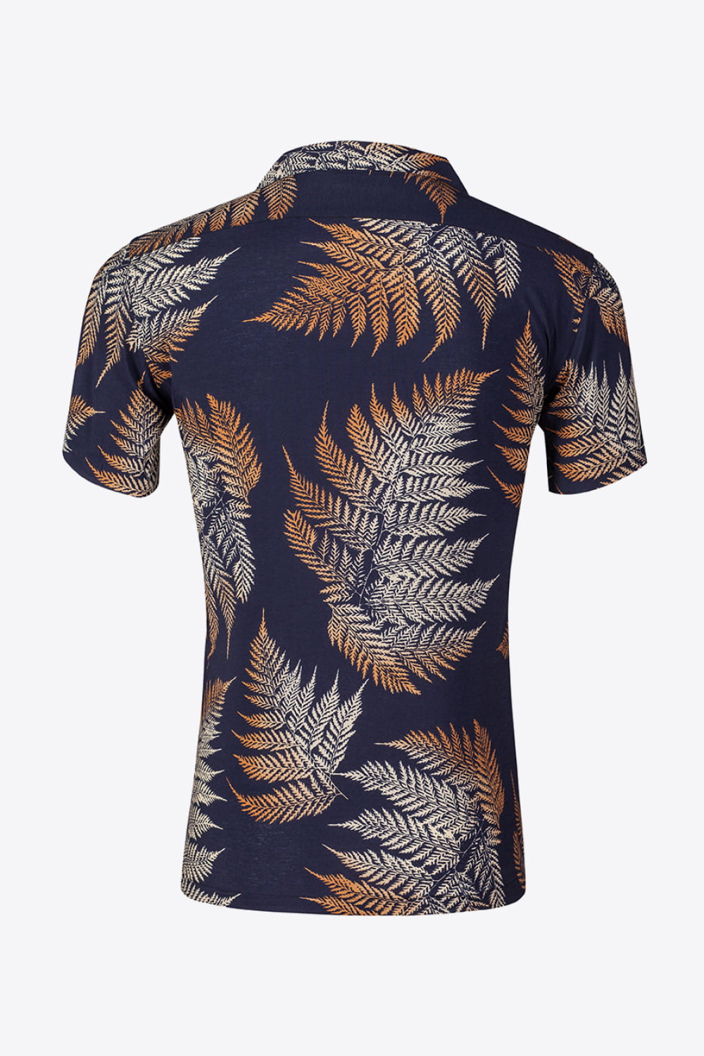 Botanical Pattern Button-Up Short Sleeve Shirt