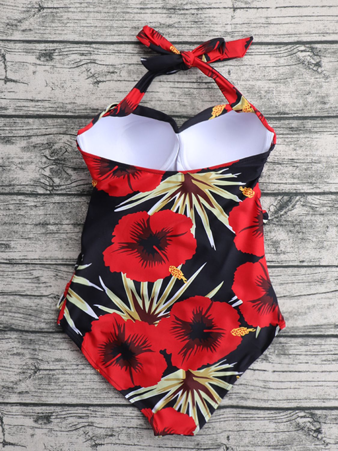 Floral Halter Neck One-Piece Swimsuit