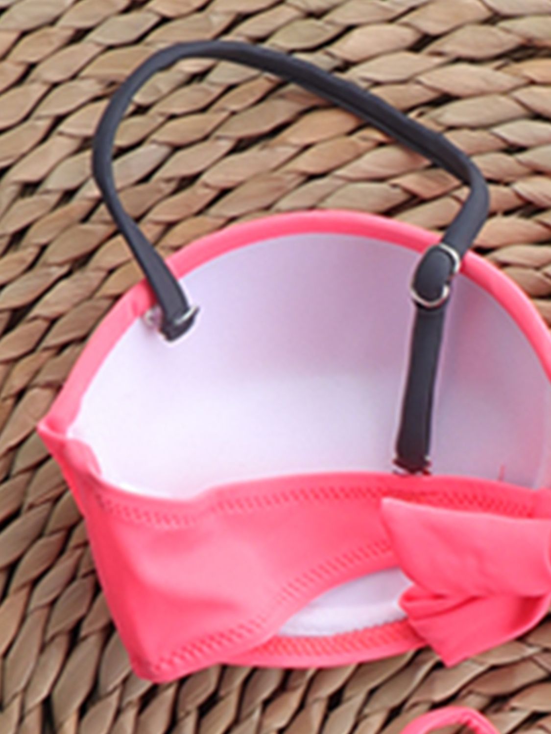 Two-Tone Ruched Bikini Set in Fuchsia Pink