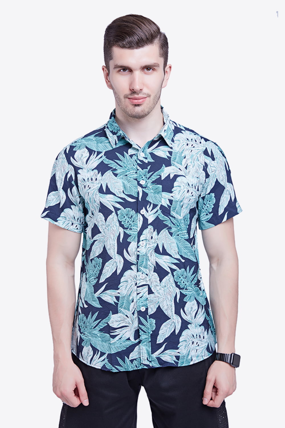 Tropical Pattern Buttoned Beach Shirt