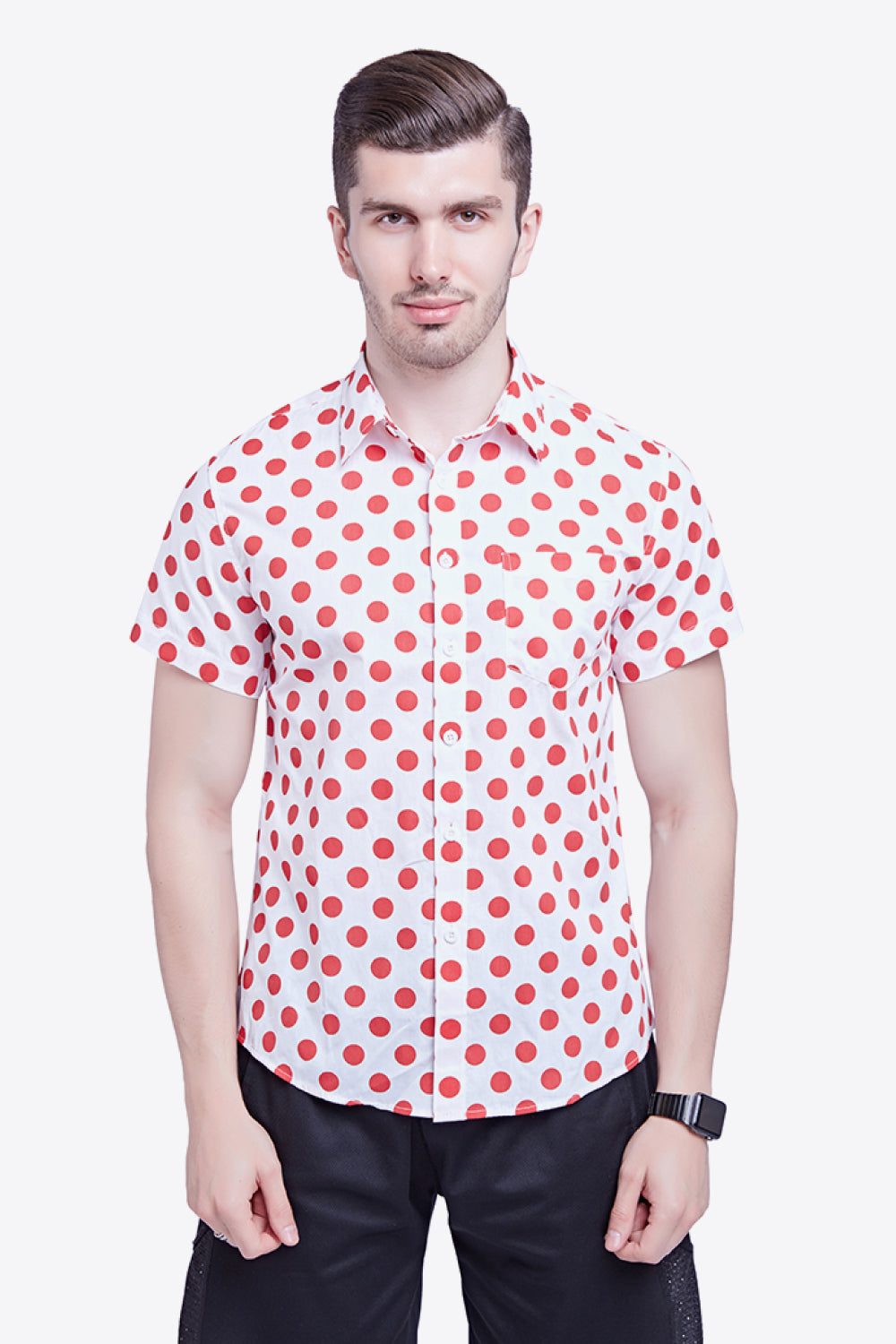Printed Button-Down Collared Beach Shirt