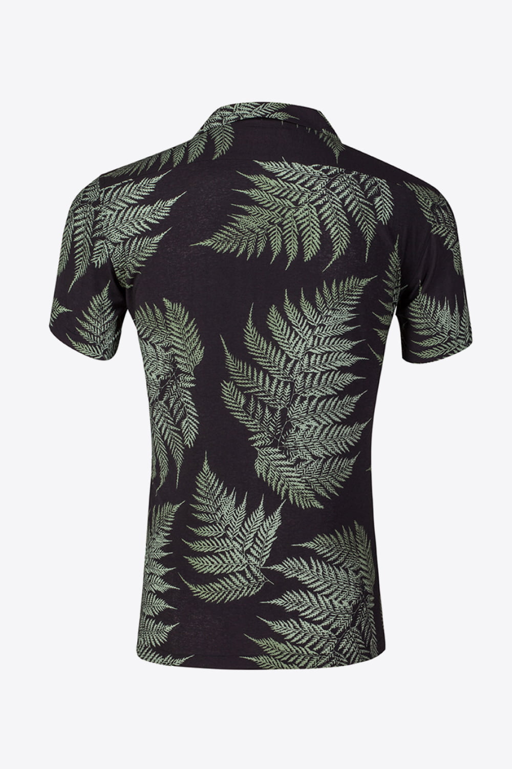 Botanical Pattern Button-Up Short Sleeve Shirt