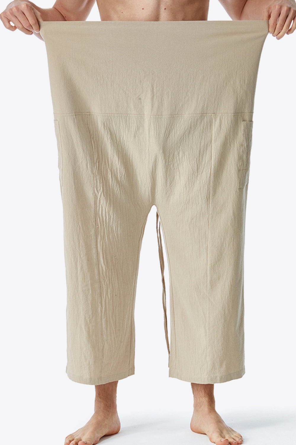 Waist Detail Wide Leg Pants with Pockets