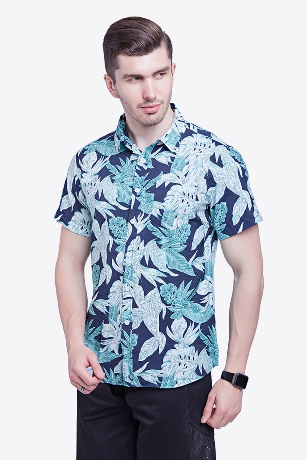 Tropical Pattern Buttoned Beach Shirt