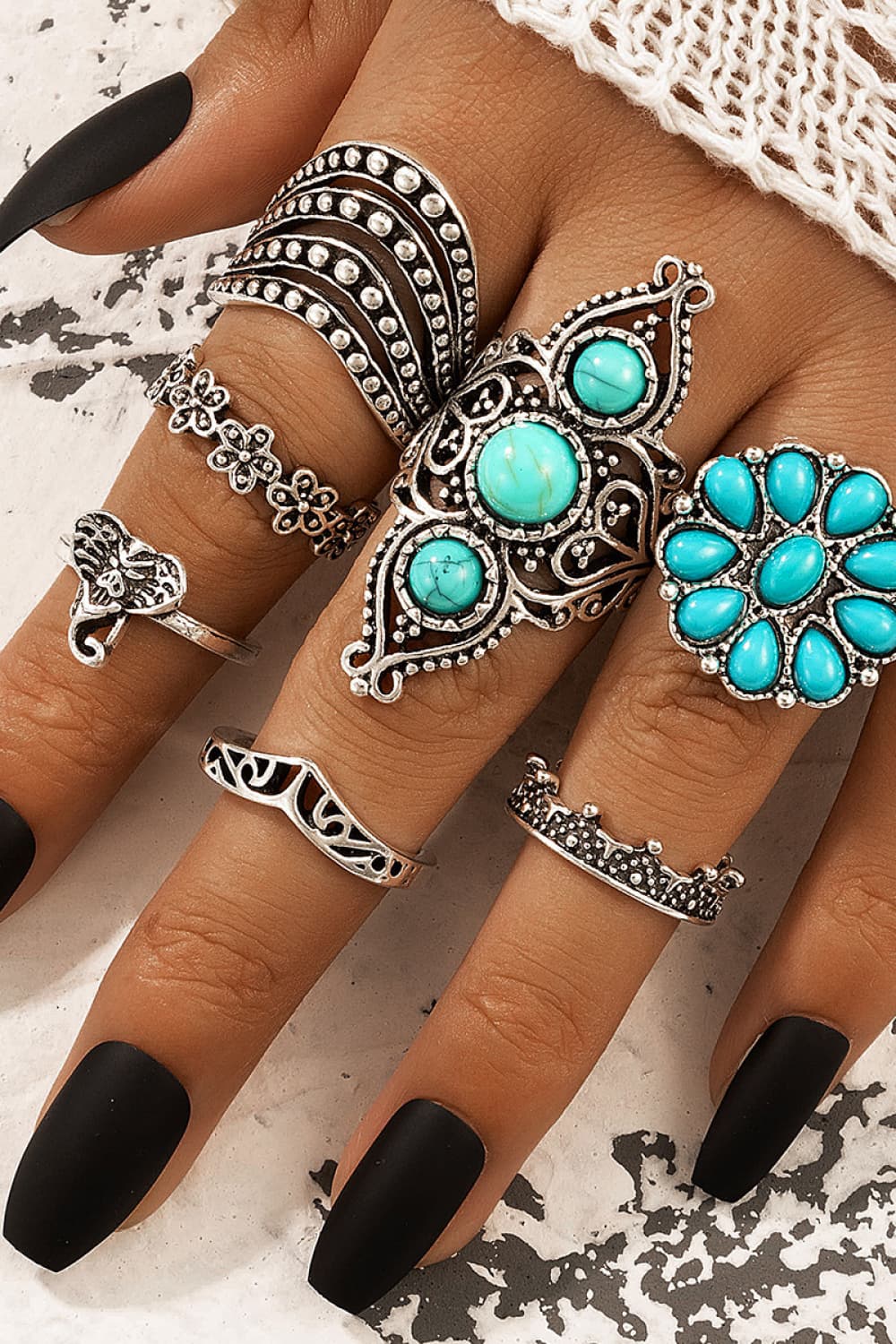 7-Piece Alloy Ring Set
