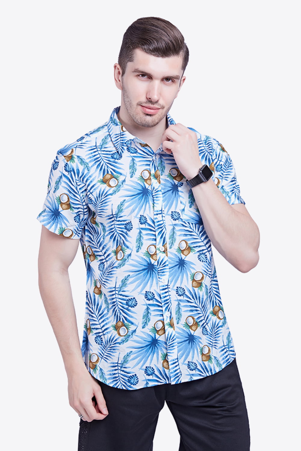 Tropical Pattern Buttoned Beach Shirt