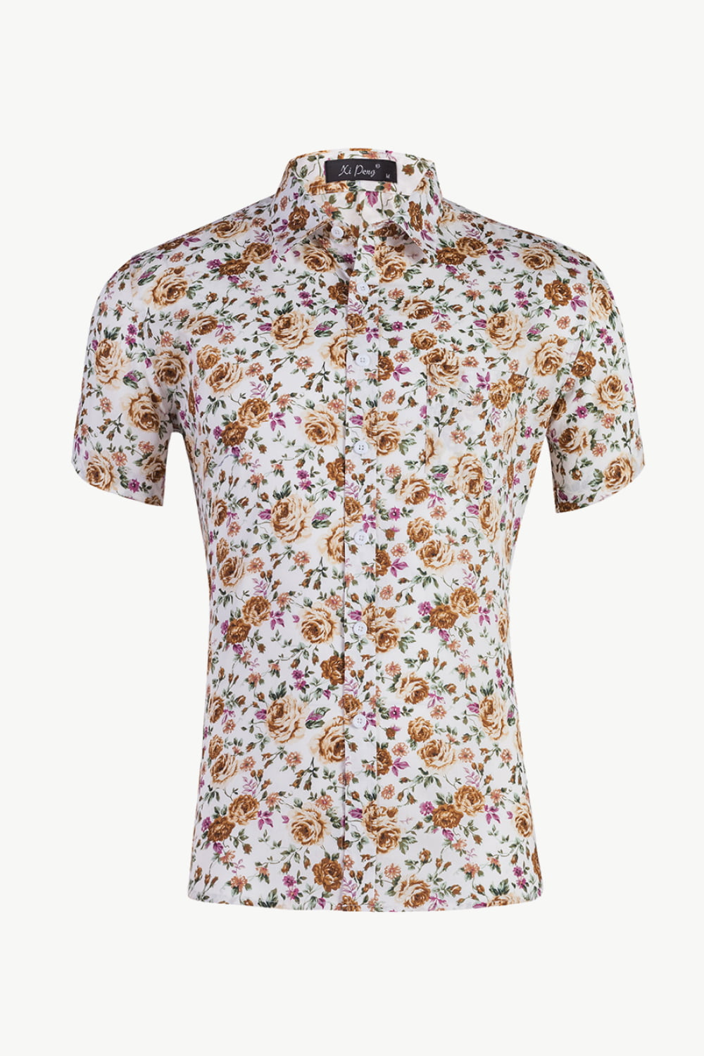 Tropical Pattern Button-Down Vacation Shirt