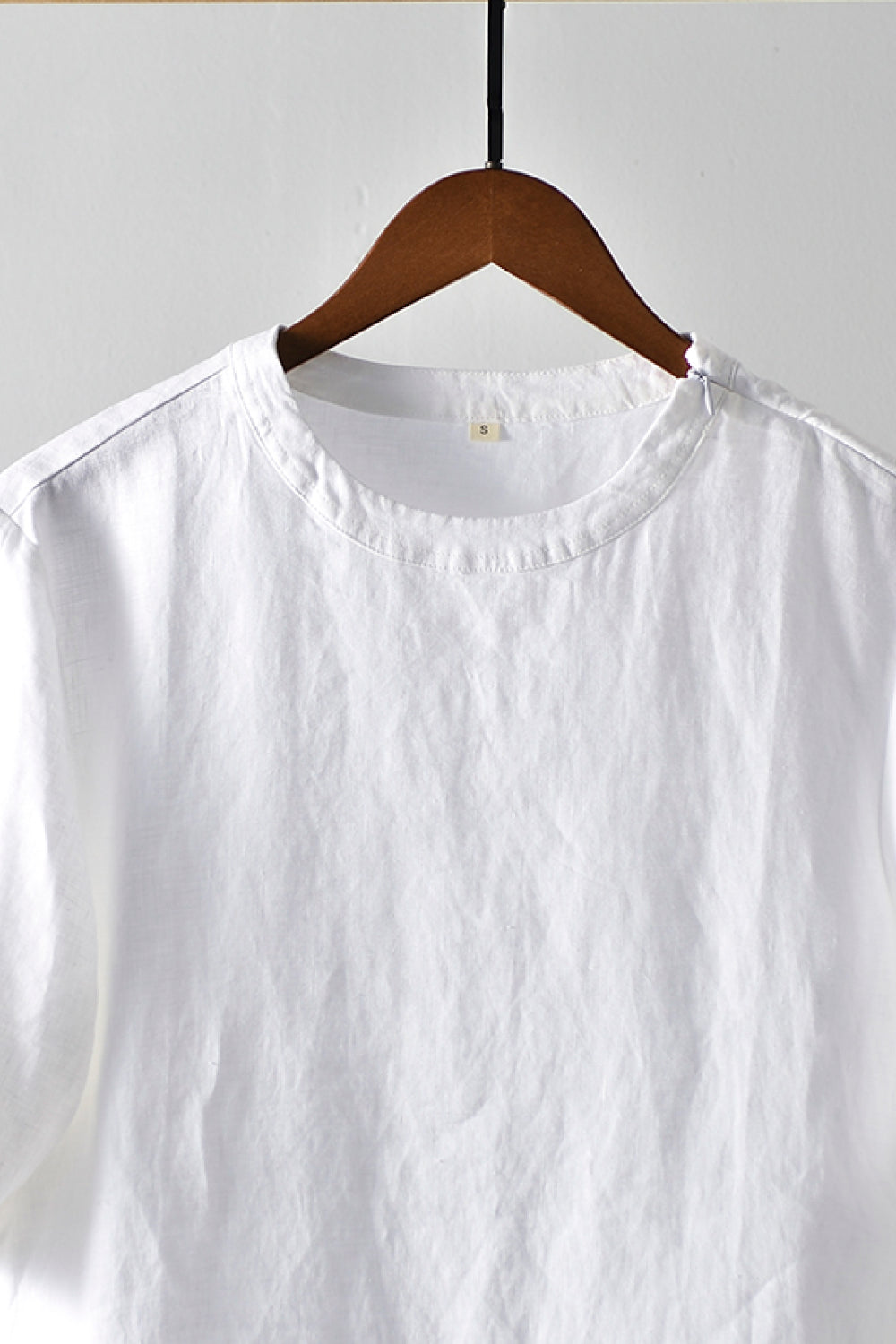 Round Neck Short Sleeve Linen Tee