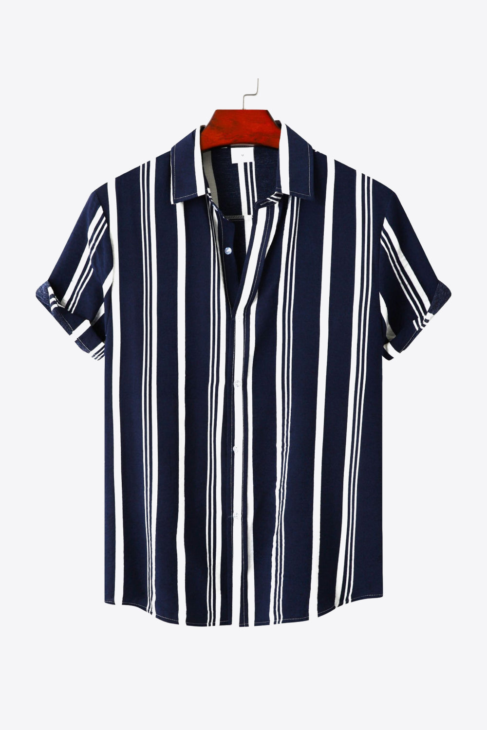 Striped Button-Up Short Sleeve Shirt