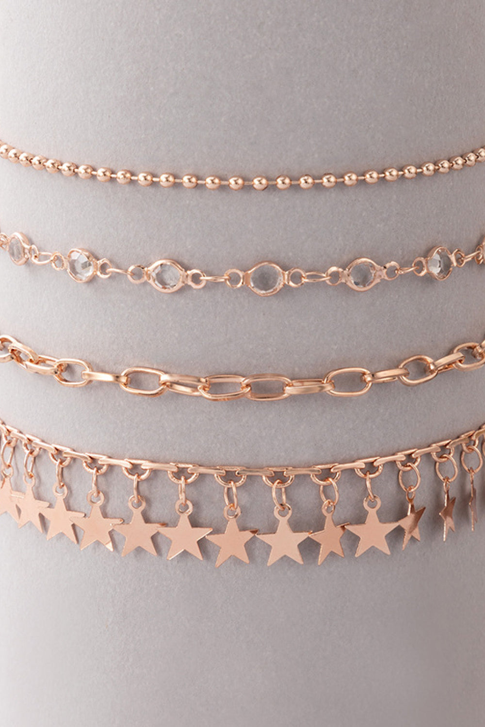 4-Piece Zinc Alloy Star Anklet Set
