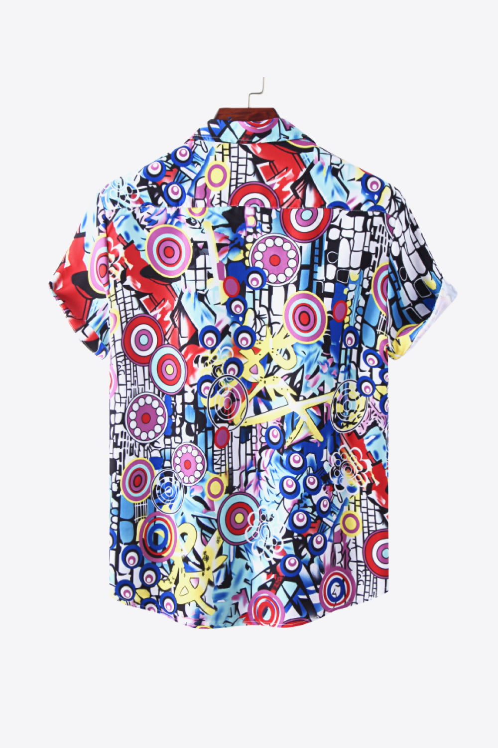 Full Size Printed Button-Up Curved Hem Shirt