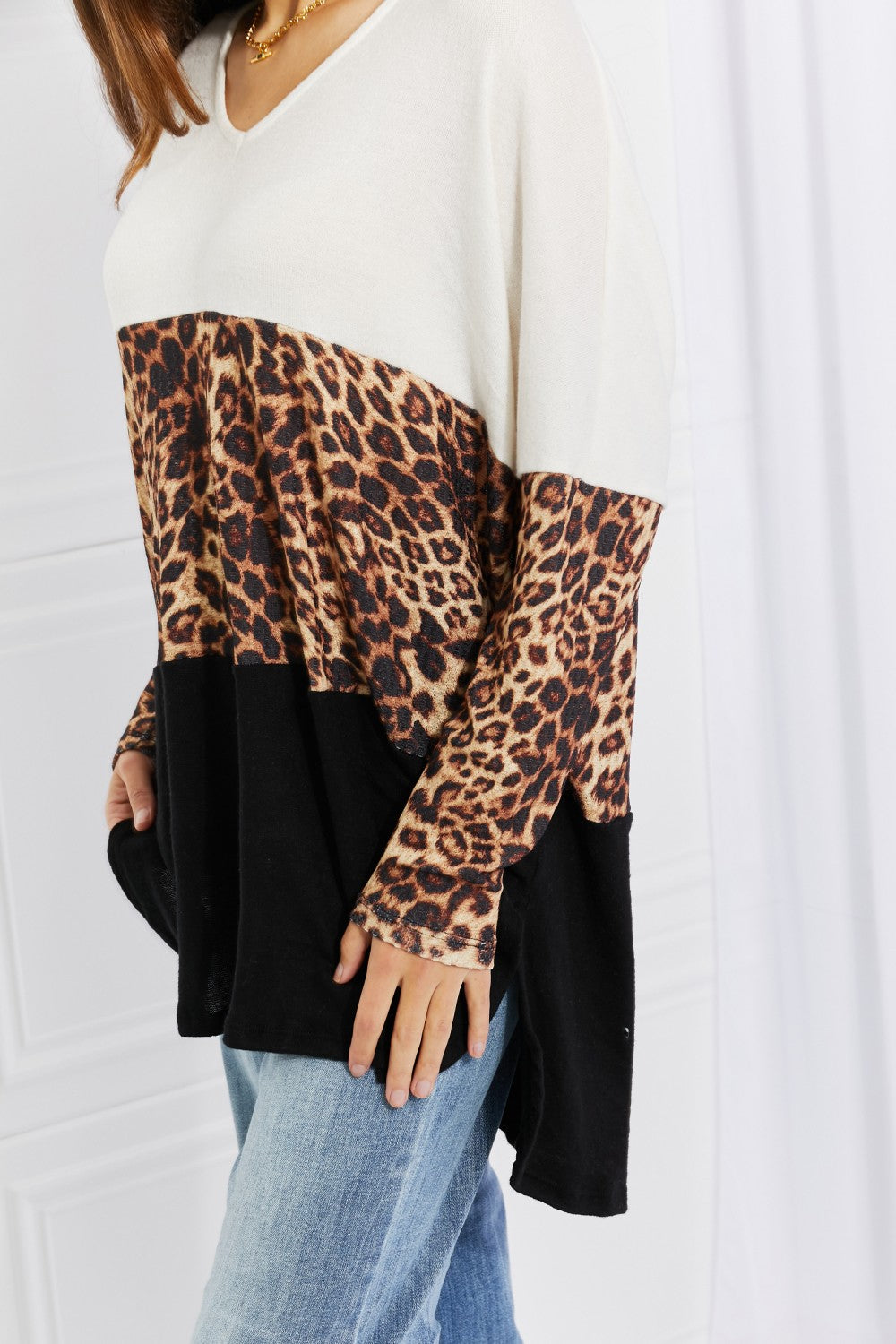 Culture Code Paws For Effect Leopard Color Block Top