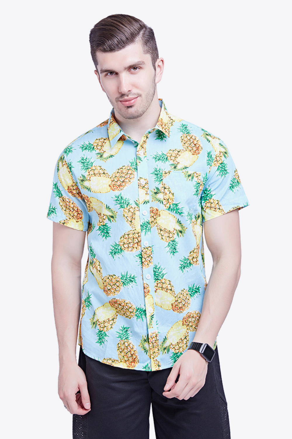 Printed Button-Down Collared Beach Shirt