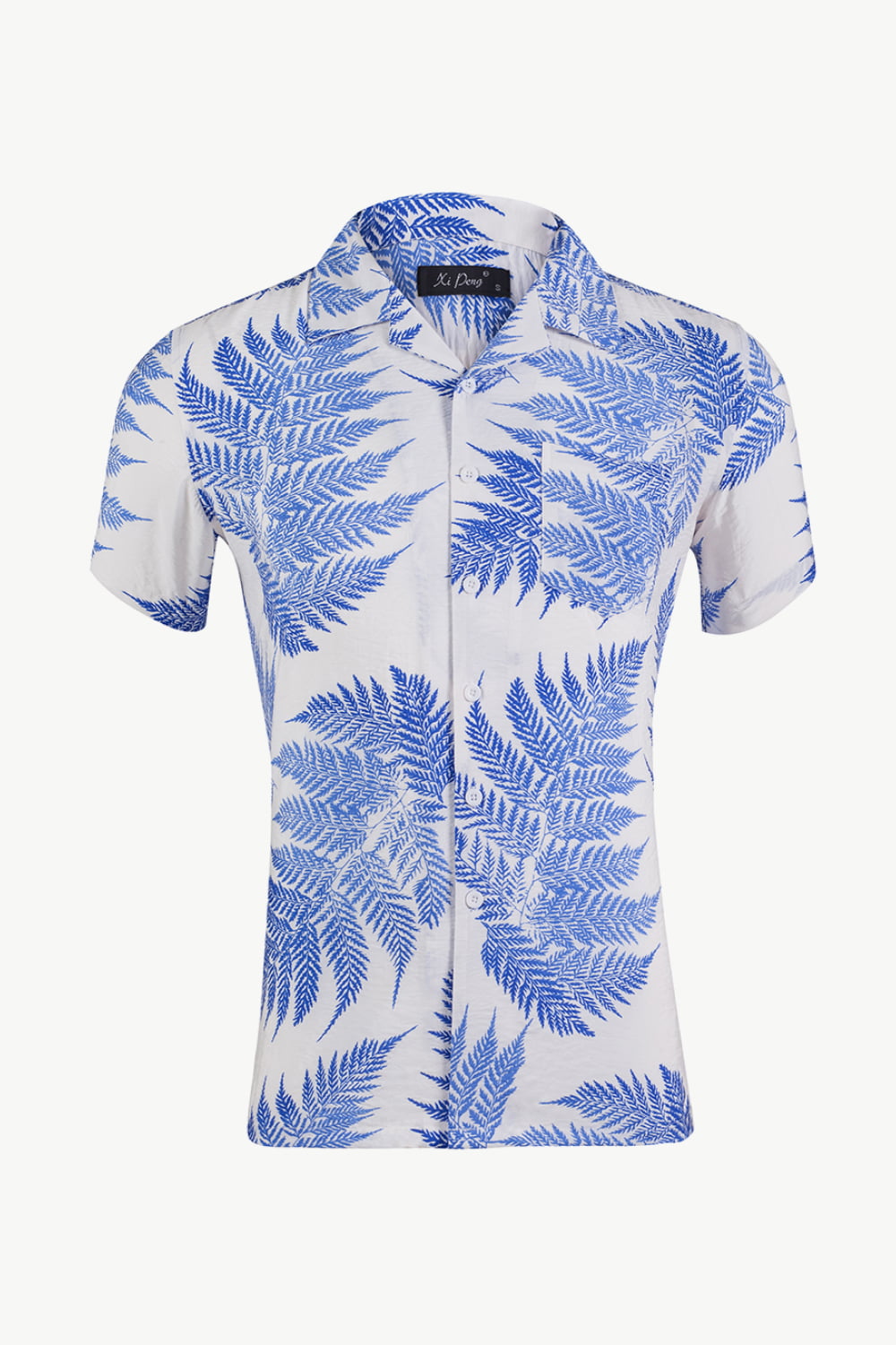 Botanical Pattern Button-Up Short Sleeve Shirt