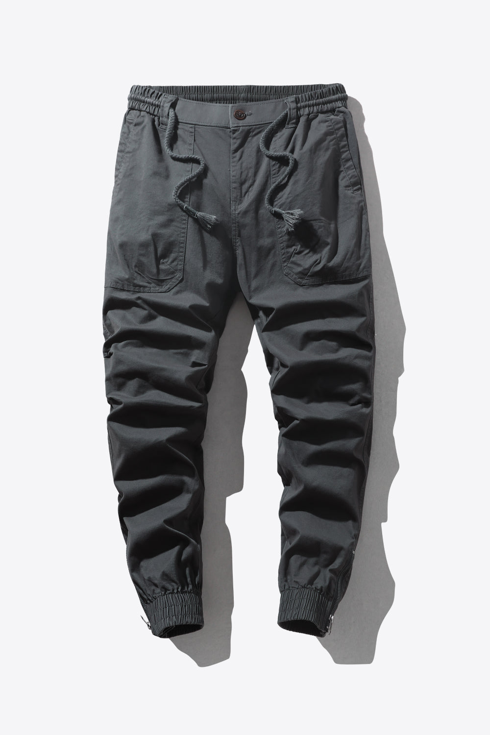 Drawstring Waist Cargo Joggers with Pockets