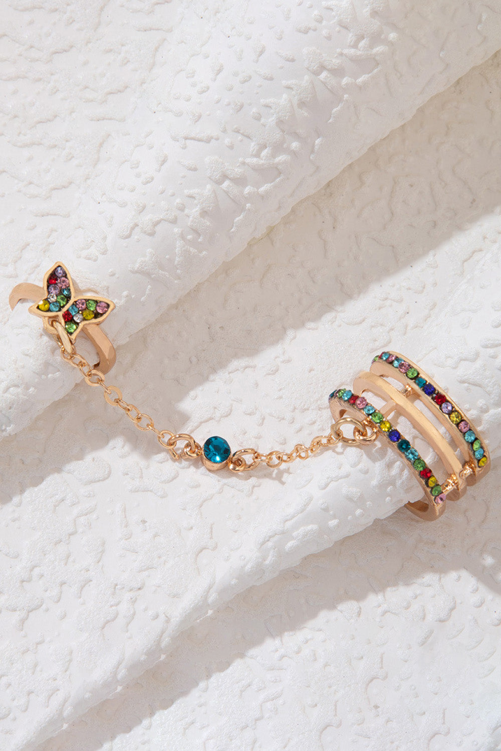 Zinc Alloy Butterfly Chain Linked Ring