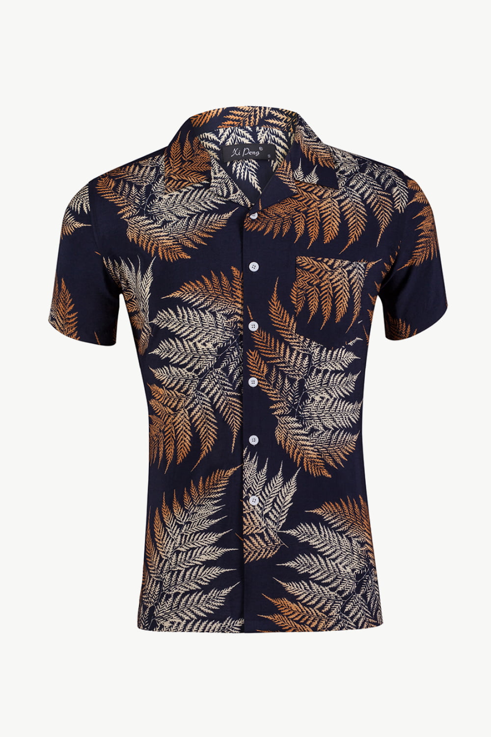 Botanical Pattern Button-Up Short Sleeve Shirt