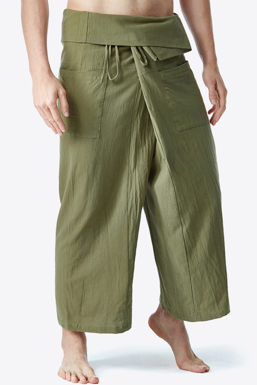 Waist Detail Wide Leg Pants with Pockets