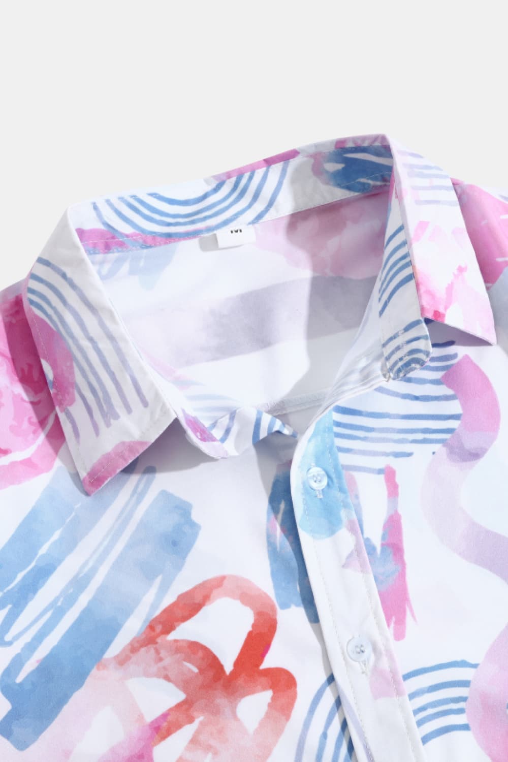 Full Size Printed Collared Short Sleeve Shirt
