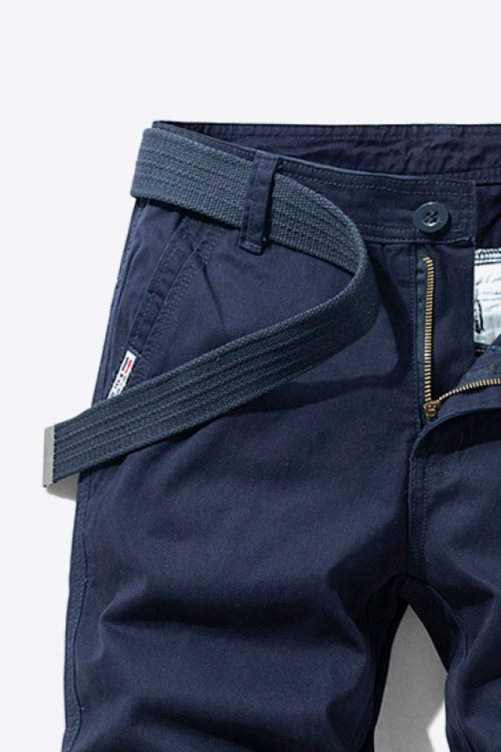 Belted Button and Zip Closure Shorts