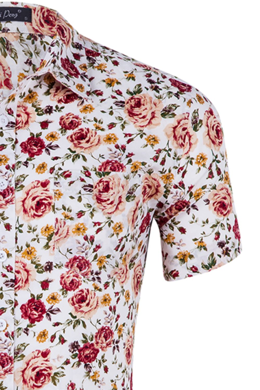 Tropical Pattern Button-Down Vacation Shirt