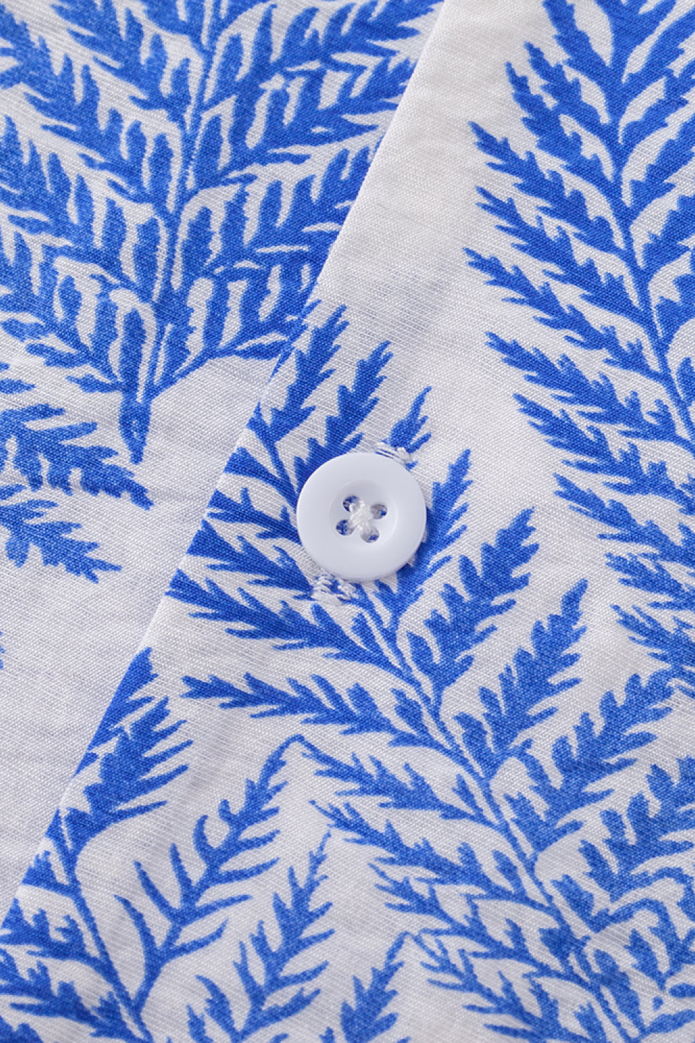 Botanical Pattern Button-Up Short Sleeve Shirt