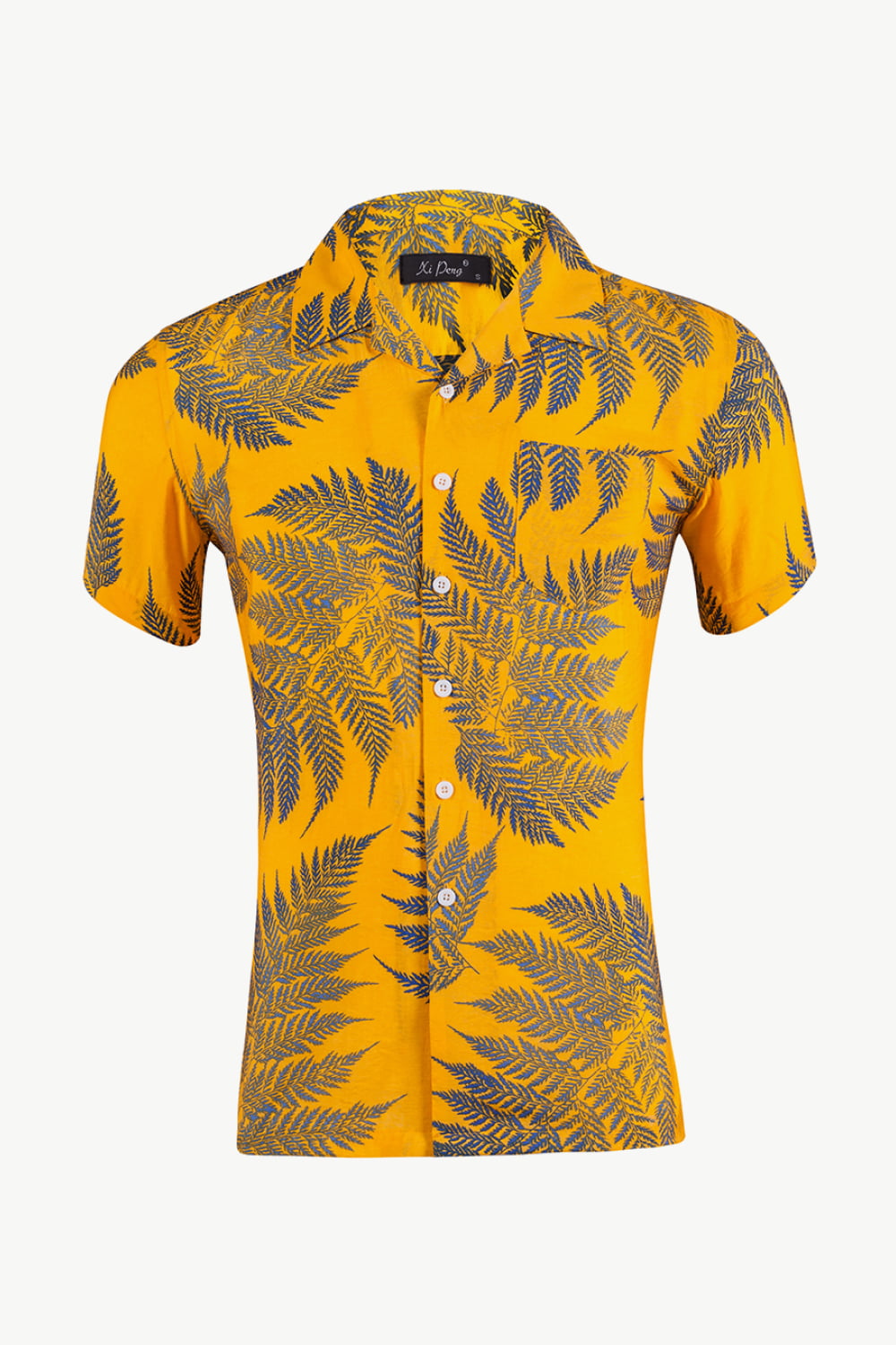 Botanical Pattern Button-Up Short Sleeve Shirt