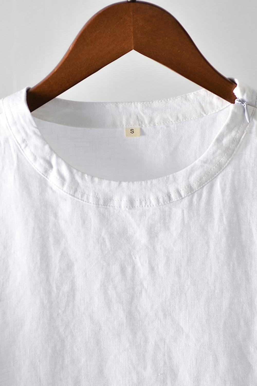 Round Neck Short Sleeve Linen Tee