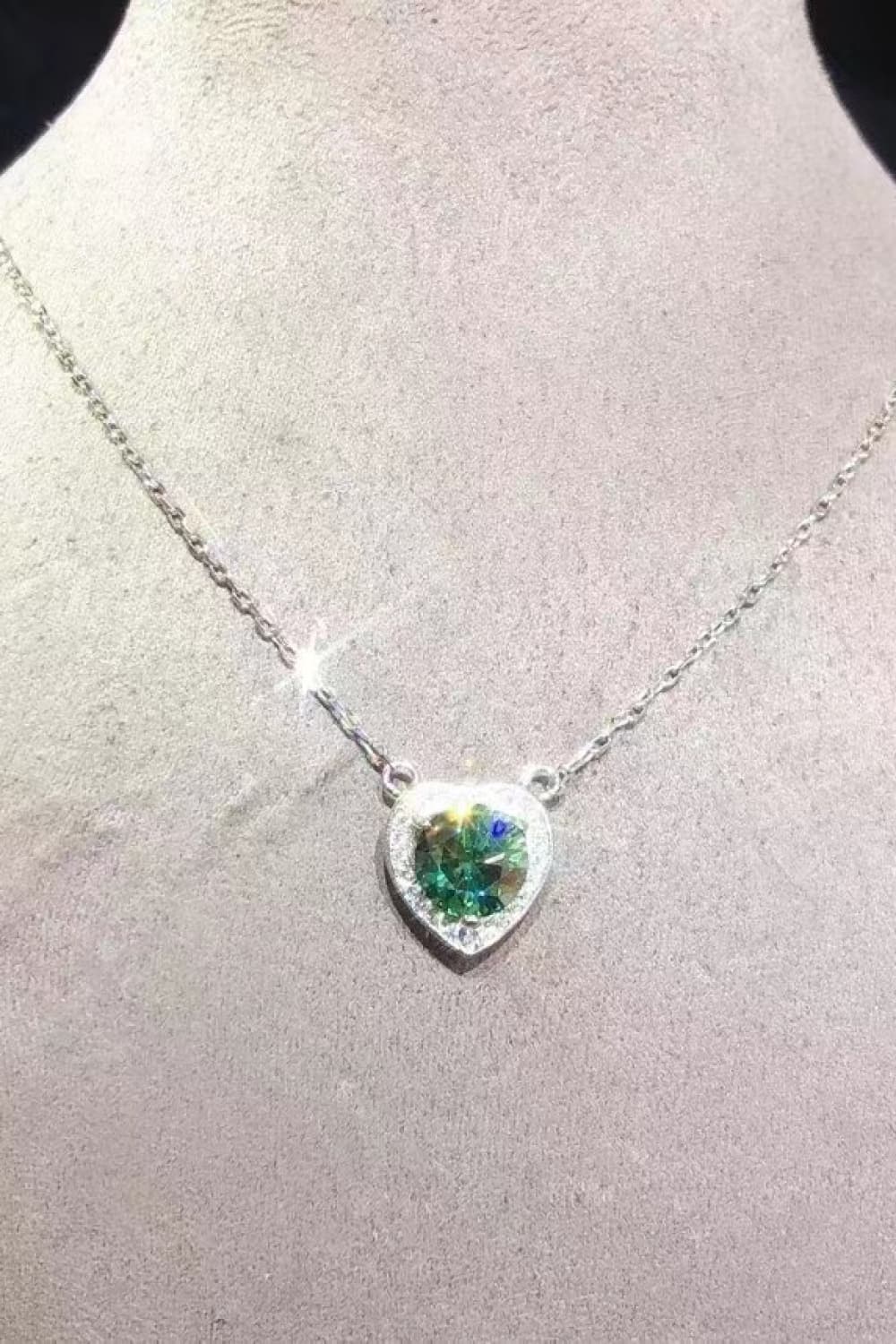 2 Carat Moissanite Heart Pendant 925 Sterling Silver Necklace