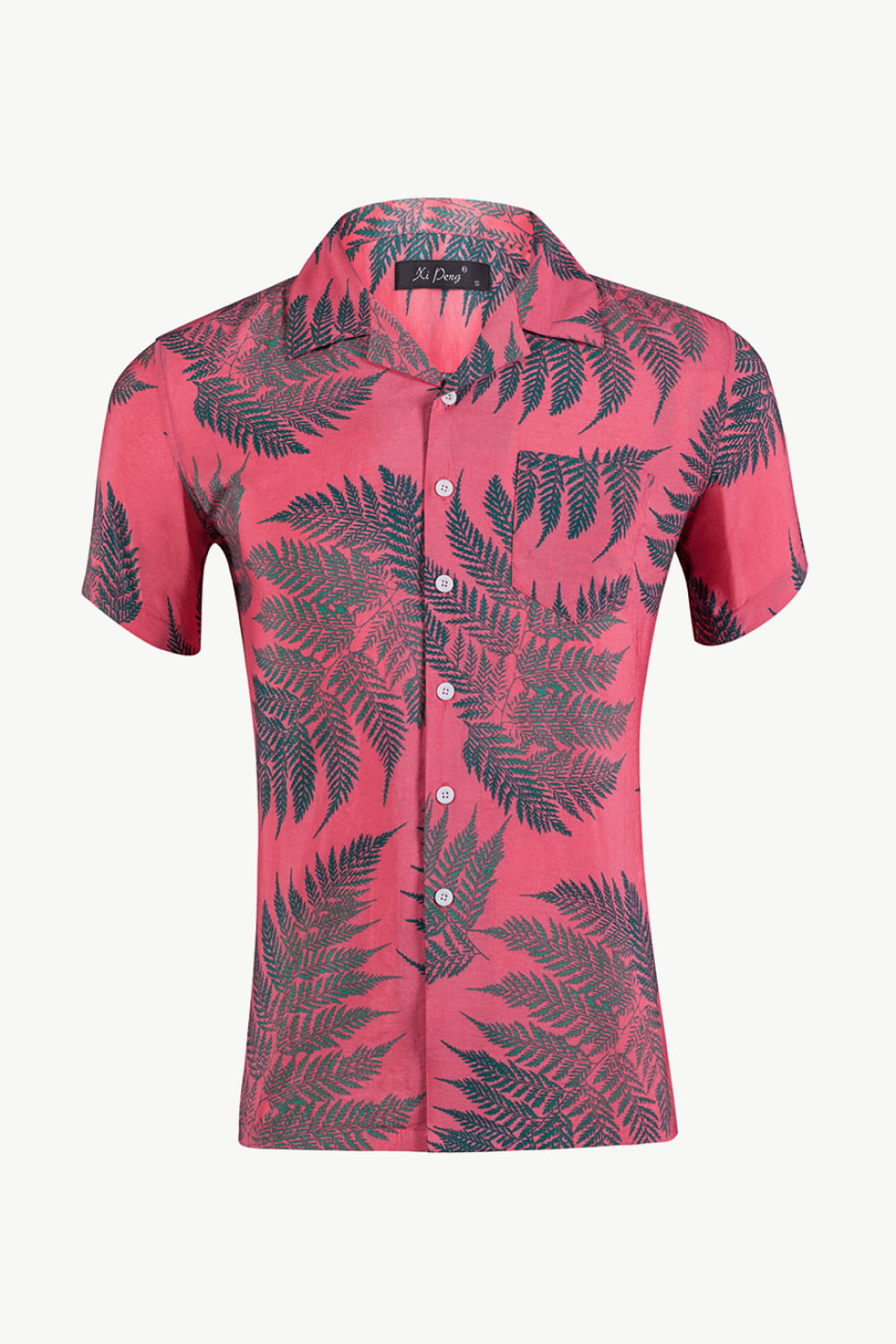 Botanical Pattern Button-Up Short Sleeve Shirt