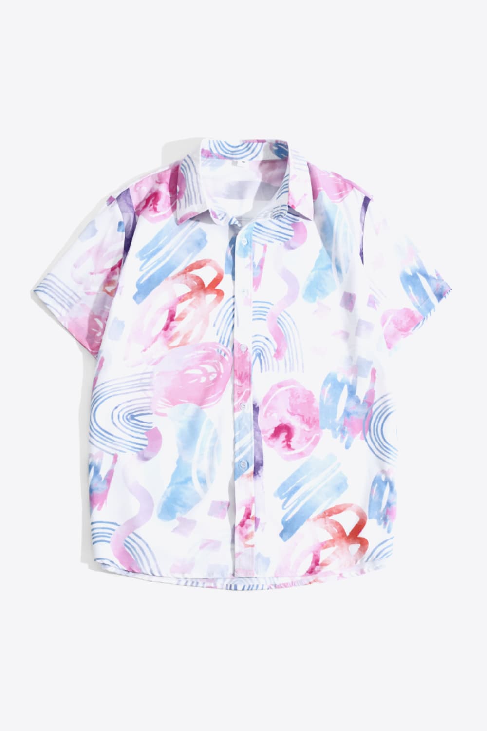 Full Size Printed Collared Short Sleeve Shirt