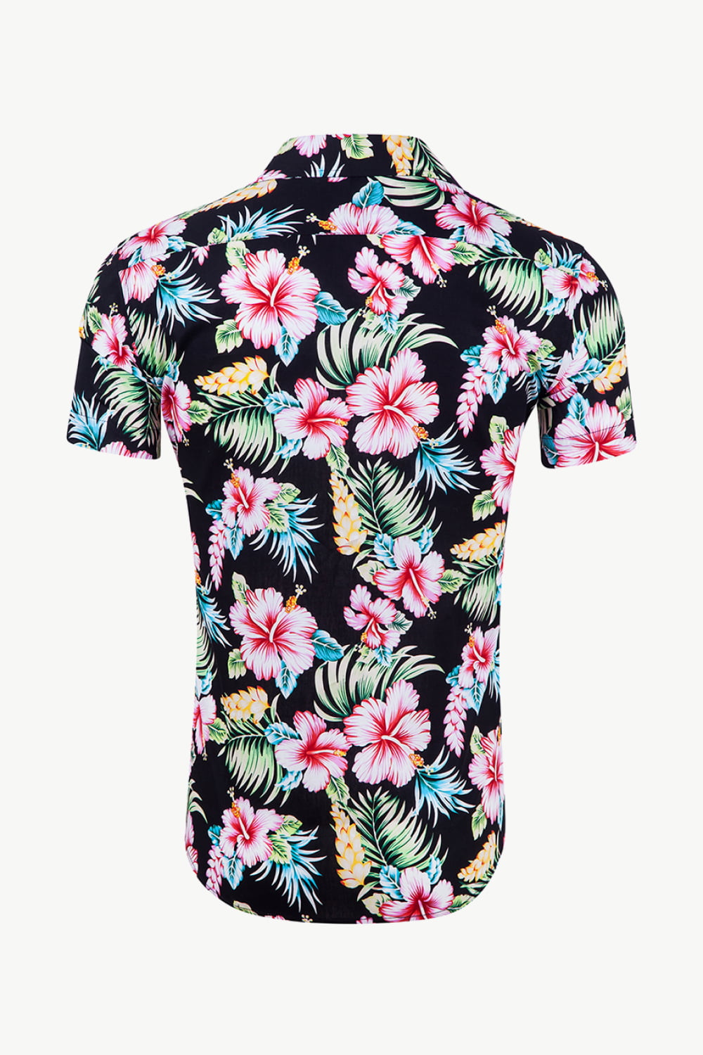 Tropical Pattern Button-Down Vacation Shirt