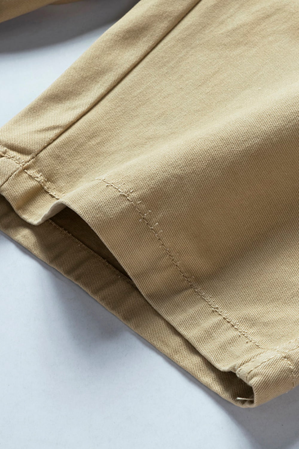 Belted Button and Zip Closure Shorts